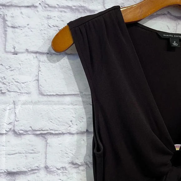 Banana Republic Sleeveless Dress Brown w/Silver Metal Keyhole Ring Size 2 - Picture 6 of 9